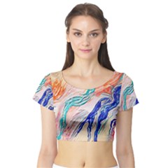 Paint Acrylic Paints Short Sleeve Crop Top by Pakrebo