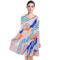 Paint Acrylic Paints Quarter Sleeve Waist Band Dress by Pakrebo