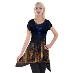 Architecture Buildings City Short Sleeve Side Drop Tunic by Pakrebo