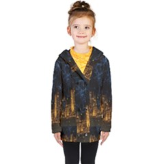 Architecture Buildings City Kids  Double Breasted Button Coat by Pakrebo