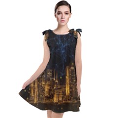 Architecture Buildings City Tie Up Tunic Dress by Pakrebo