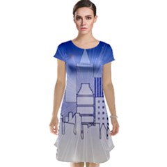 City Architecture Building Skyline Cap Sleeve Nightdress by Pakrebo