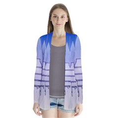 City Architecture Building Skyline Drape Collar Cardigan by Pakrebo