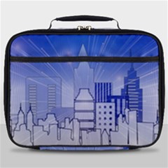 City Architecture Building Skyline Full Print Lunch Bag by Pakrebo