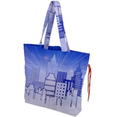 City Architecture Building Skyline Drawstring Tote Bag by Pakrebo