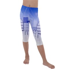 City Architecture Building Skyline Kids  Lightweight Velour Capri Leggings  by Pakrebo