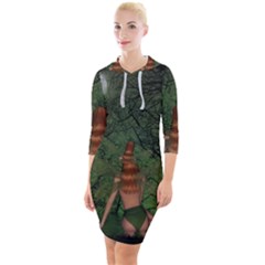 The Night Sadness Surprise Quarter Sleeve Hood Bodycon Dress by Pakrebo