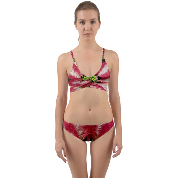 Christmas Poinsettia Deco Jewellery Wrap Around Bikini Set