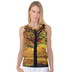 Nature Sunset Landscape Sun Women s Basketball Tank Top by Pakrebo