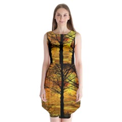 Nature Sunset Landscape Sun Sleeveless Chiffon Dress   by Pakrebo