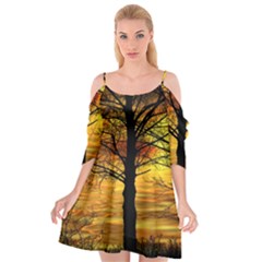 Nature Sunset Landscape Sun Cutout Spaghetti Strap Chiffon Dress by Pakrebo