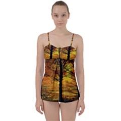 Nature Sunset Landscape Sun Babydoll Tankini Set by Pakrebo