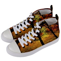 Nature Sunset Landscape Sun Women s Mid-top Canvas Sneakers by Pakrebo