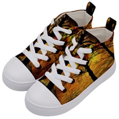 Nature Sunset Landscape Sun Kids  Mid-top Canvas Sneakers by Pakrebo