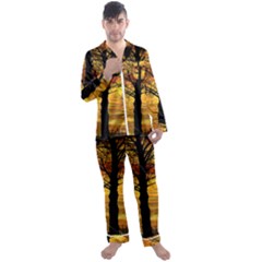 Nature Sunset Landscape Sun Men s Satin Pajamas Long Pants Set by Pakrebo