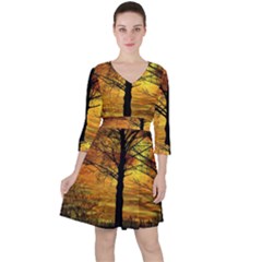 Nature Sunset Landscape Sun Ruffle Dress by Pakrebo