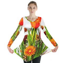 Tulip Gerbera Composites Broom Long Sleeve Tunic  by Pakrebo