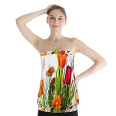 Tulip Gerbera Composites Broom Strapless Top by Pakrebo