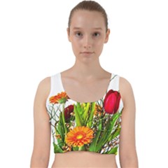 Tulip Gerbera Composites Broom Velvet Racer Back Crop Top by Pakrebo