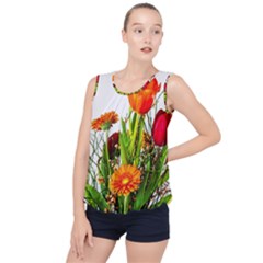 Tulip Gerbera Composites Broom Bubble Hem Chiffon Tank Top by Pakrebo