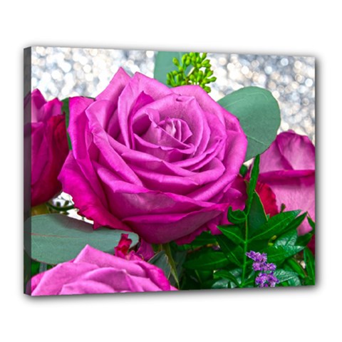 Rose Pink Purple Flower Bouquet Canvas 20  X 16  (stretched) by Pakrebo