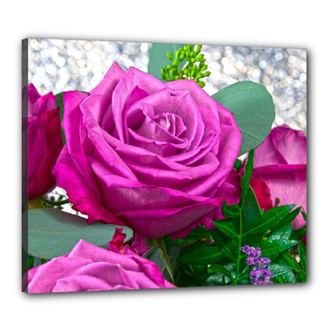 Rose Pink Purple Flower Bouquet Canvas 24  X 20  (stretched) by Pakrebo