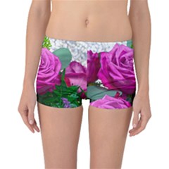 Rose Pink Purple Flower Bouquet Boyleg Bikini Bottoms by Pakrebo