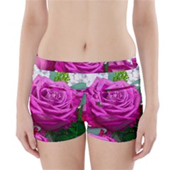 Rose Pink Purple Flower Bouquet Boyleg Bikini Wrap Bottoms by Pakrebo