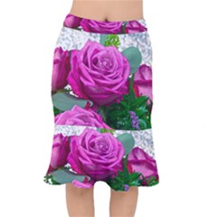 Rose Pink Purple Flower Bouquet Mermaid Skirt by Pakrebo