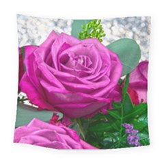 Rose Pink Purple Flower Bouquet Square Tapestry (large) by Pakrebo