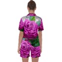 Rose Pink Purple Flower Bouquet Satin Short Sleeve Pyjamas Set View2