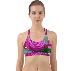 Rose Pink Purple Flower Bouquet Back Web Sports Bra by Pakrebo