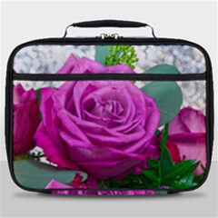 Rose Pink Purple Flower Bouquet Full Print Lunch Bag by Pakrebo