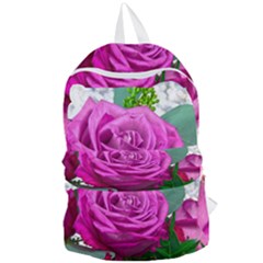 Rose Pink Purple Flower Bouquet Foldable Lightweight Backpack by Pakrebo