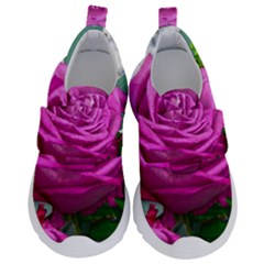 Rose Pink Purple Flower Bouquet Kids  Velcro No Lace Shoes by Pakrebo