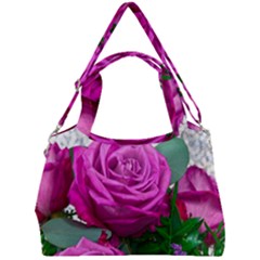 Rose Pink Purple Flower Bouquet Double Compartment Shoulder Bag by Pakrebo