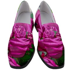 Rose Pink Purple Flower Bouquet Women s Chunky Heel Loafers by Pakrebo