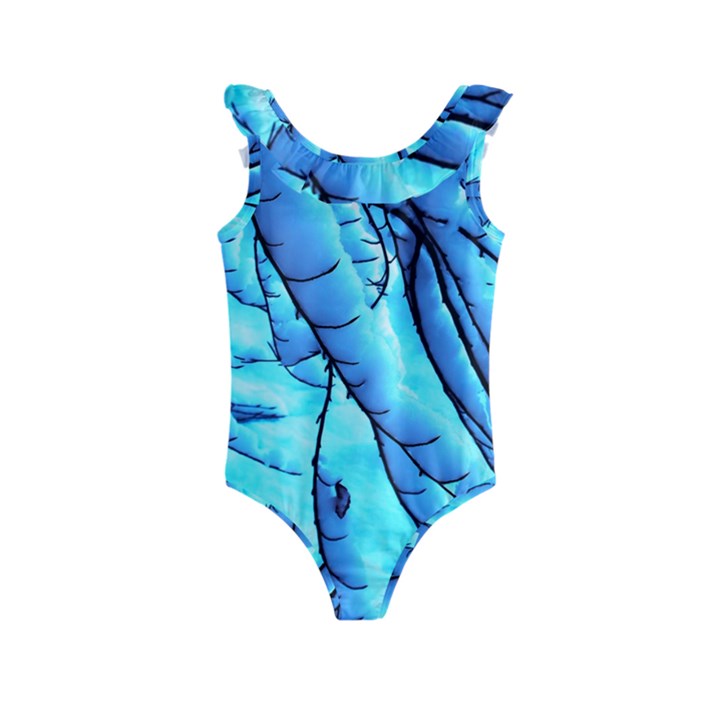 Winter Branch Tree Beech Snow Kids  Frill Swimsuit