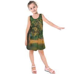 Nature Tree Sunset Giraffe Animal Kids  Sleeveless Dress by Pakrebo