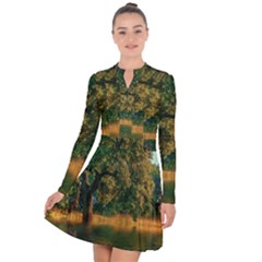 Nature Tree Sunset Giraffe Animal Long Sleeve Panel Dress by Pakrebo