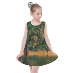 Nature Tree Sunset Giraffe Animal Kids  Summer Dress by Pakrebo