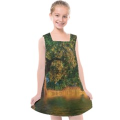 Nature Tree Sunset Giraffe Animal Kids  Cross Back Dress by Pakrebo