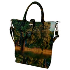 Nature Tree Sunset Giraffe Animal Buckle Top Tote Bag by Pakrebo