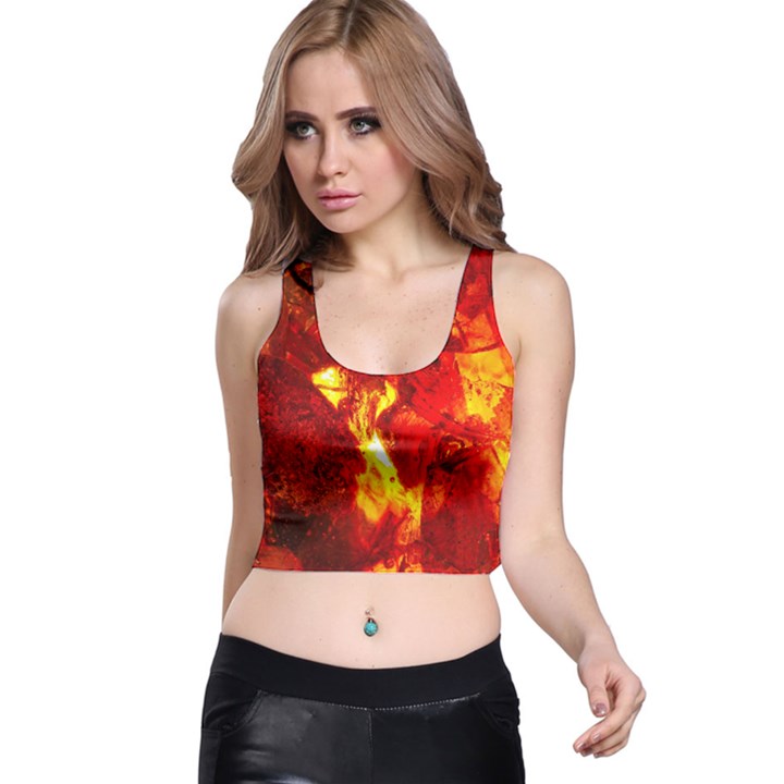 Bernstein Burning Stone Gem Racer Back Crop Top