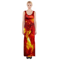 Bernstein Burning Stone Gem Maxi Thigh Split Dress by Pakrebo