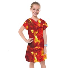 Bernstein Burning Stone Gem Kids  Drop Waist Dress by Pakrebo