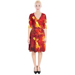 Bernstein Burning Stone Gem Wrap Up Cocktail Dress by Pakrebo