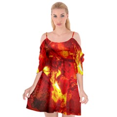 Bernstein Burning Stone Gem Cutout Spaghetti Strap Chiffon Dress by Pakrebo