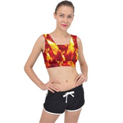 Bernstein Burning Stone Gem V-back Sports Bra by Pakrebo