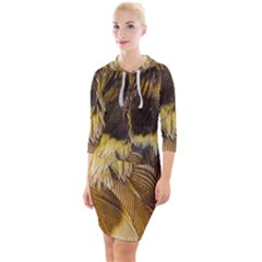 Wing Feather Bird Animal World Quarter Sleeve Hood Bodycon Dress by Pakrebo